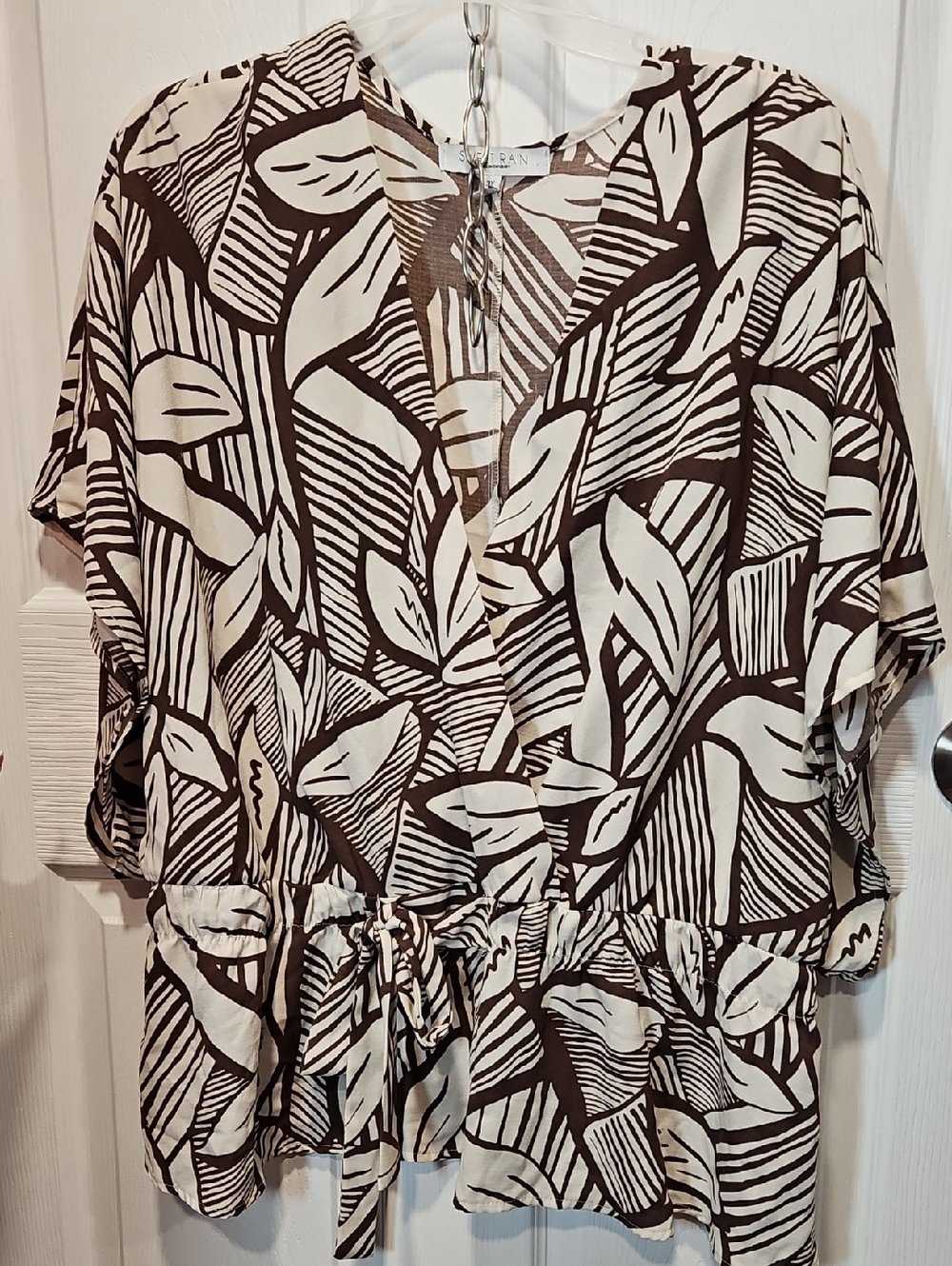 Sweet Rain Brown and Cream Printed Top